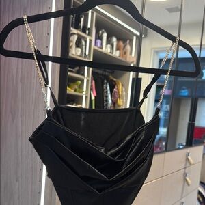 Commense Black Crop Top with Chain Straps